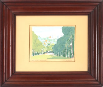 Jessie K. Chase (1879-1970) American, Oil on Paper Cityscape
