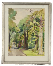 Nell Pomeroy O'Brien (1898–1966) American, Watercolor on Paper "Road Through the Hills"