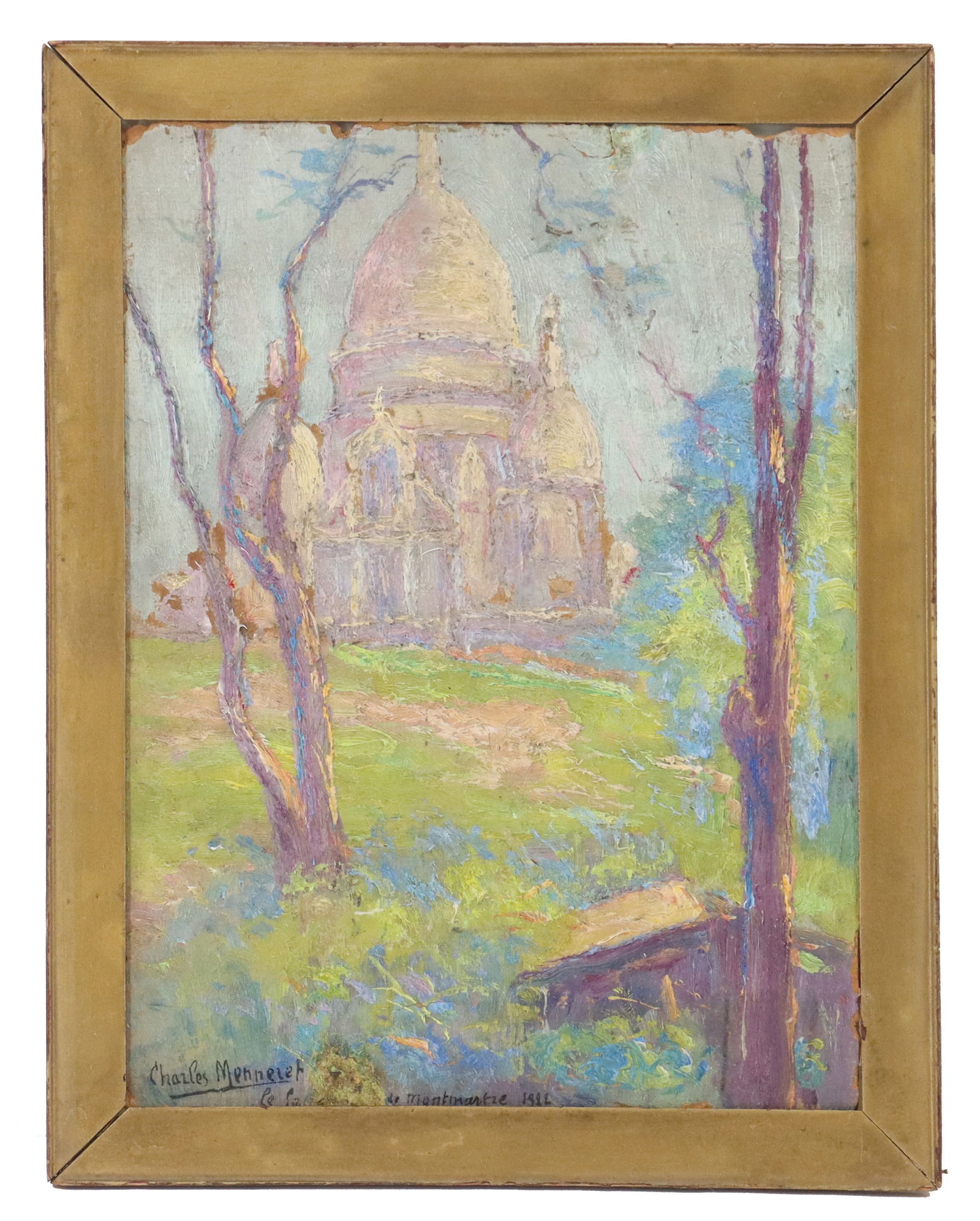Charles Louis Menneret (1876-1946) 1922 French, Impressionist Signed Oil Painting "Le Sacre Coeur de (1 of 10)