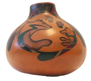 Native American Stone Heat Studios Hand Painted Vase