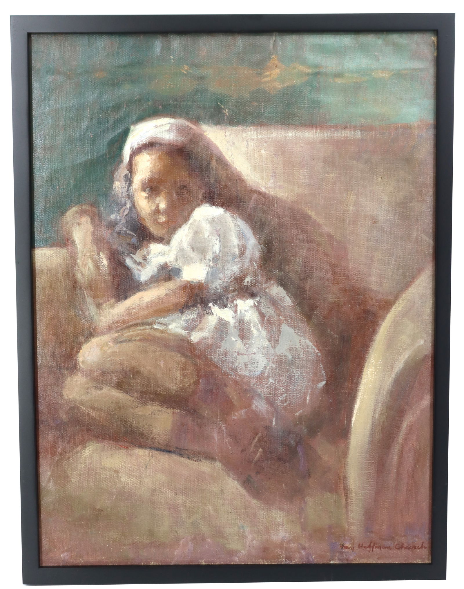 Fay Horrman Church (1897-1974) Portrait of a Young Girl: Fay Horrman Church (1897-1974) Portrait of a Young Girl. Overall Size: 25 1/4 x 19 1/2 in. Sight Size: 23 1/2 x 17 1/2 in. Fay Hoffman Church (Mrs. Kingsley D. Church) was born in M