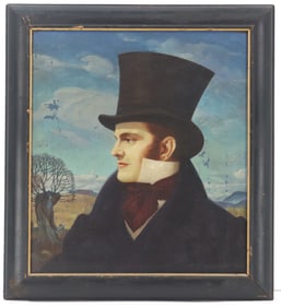 Signed Oil on Canvas Portrait of Gentleman