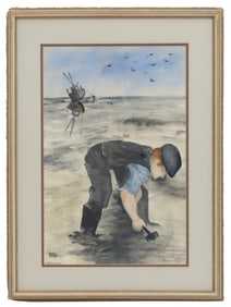 Clamdiggers Signed Watercolor