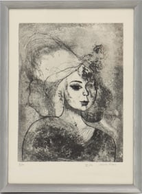 Marta Ribes (20th/21st Century) Spanish, Etching Print Portrait of a Woman