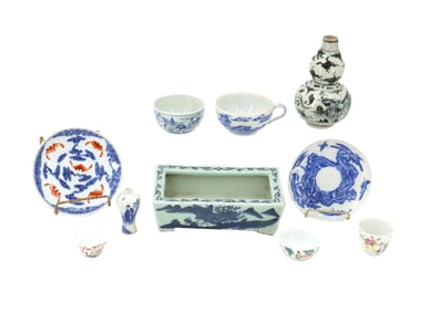 (10) Various Chinese Blue and White Porcelain Items