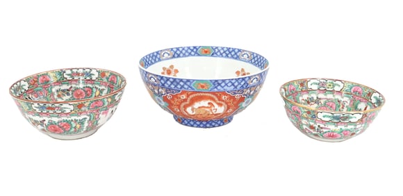 (3) Chinese Hand Painted Porcelain Bowls