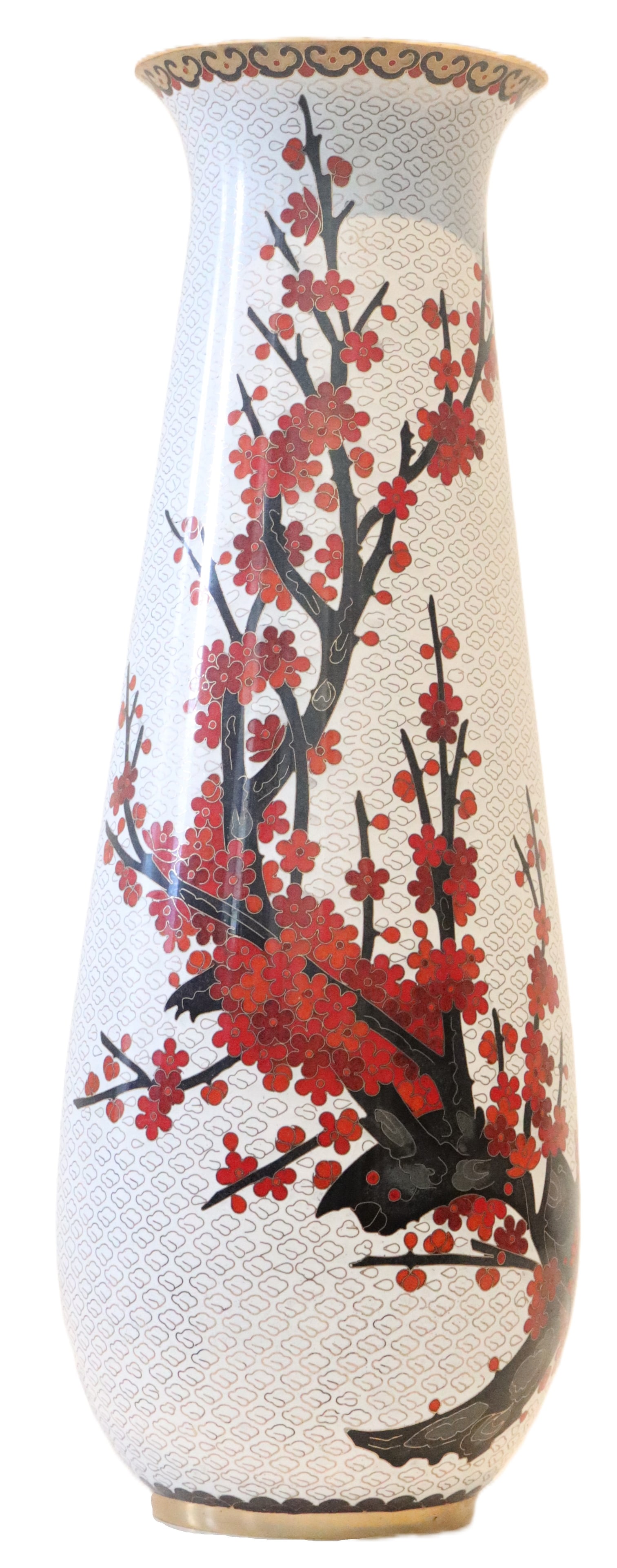 Chinese Copper Wire Cloisonne Vase with Flowering Plum Branch on White Ground (1 of 18)