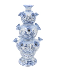 Italian Blue and White Three Tiered Tulip Vase