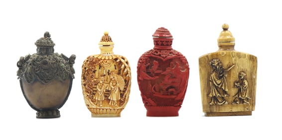 (4) Vintage Chinese Carved Snuff Bottles