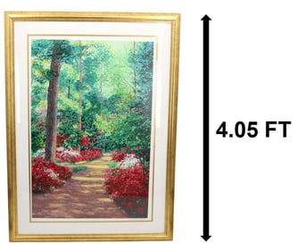 Wendy Schaefer Miles (20th Century) Serigraph of Trees by a Floral Lane