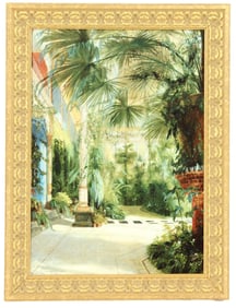 J. Robin (19th/20th Century) Gouache on Board "Winter Garden"