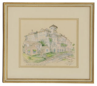 Richard Capes (Born 1942) American, Lithograph Architectural Landscape Ringling Towers