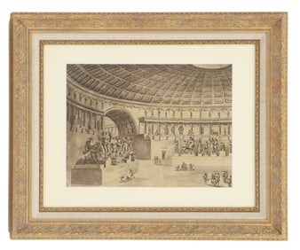 Interior Architectural Lithograph Print, "Inside the Pantheon of Rome"