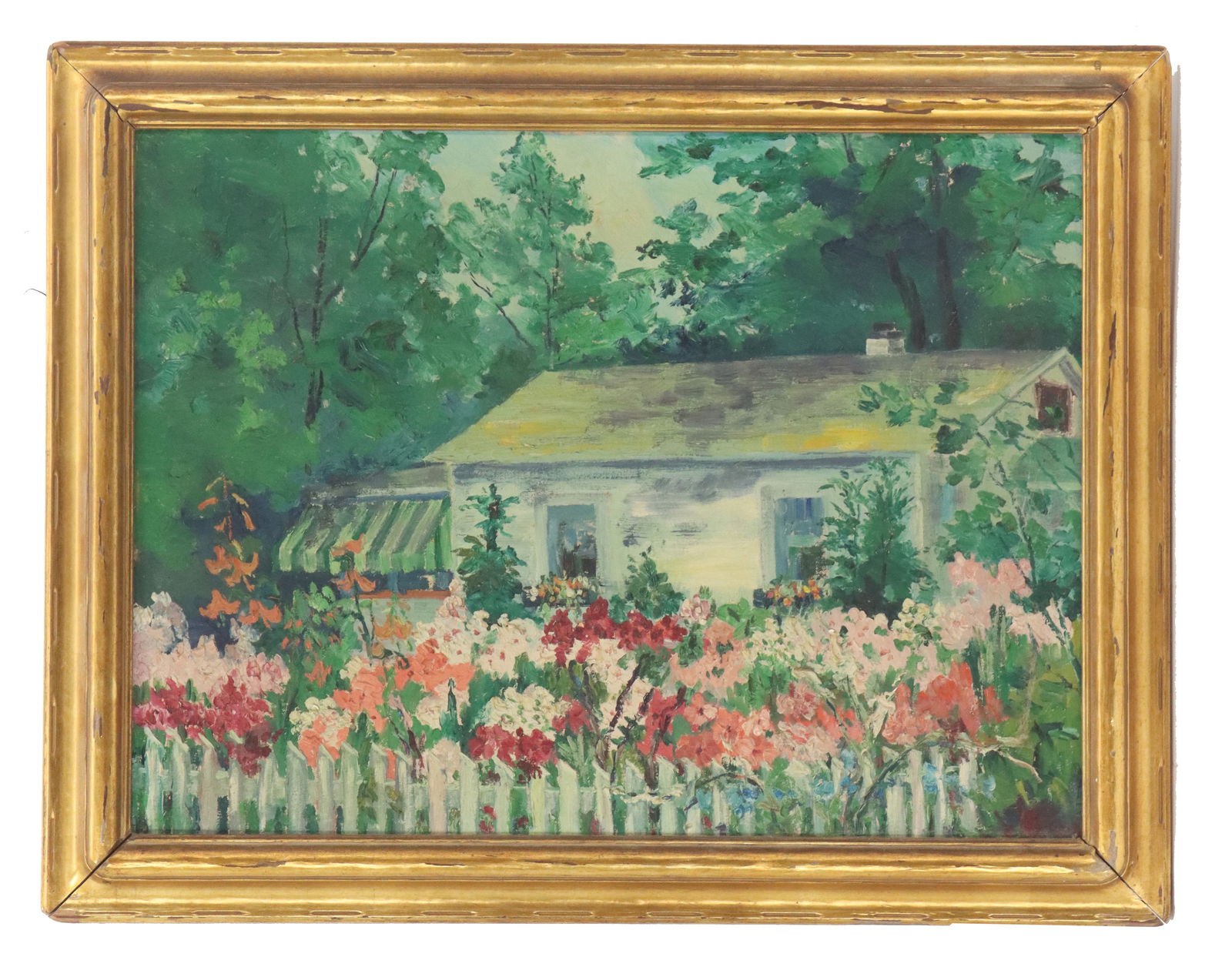 Oil on Canvas Impressionist Rural Landscape Garden Painting (1 of 13)