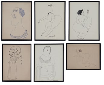 (6) ?Katherine Margaritis (20th/21st Century) American, Single Line Ink Drawings