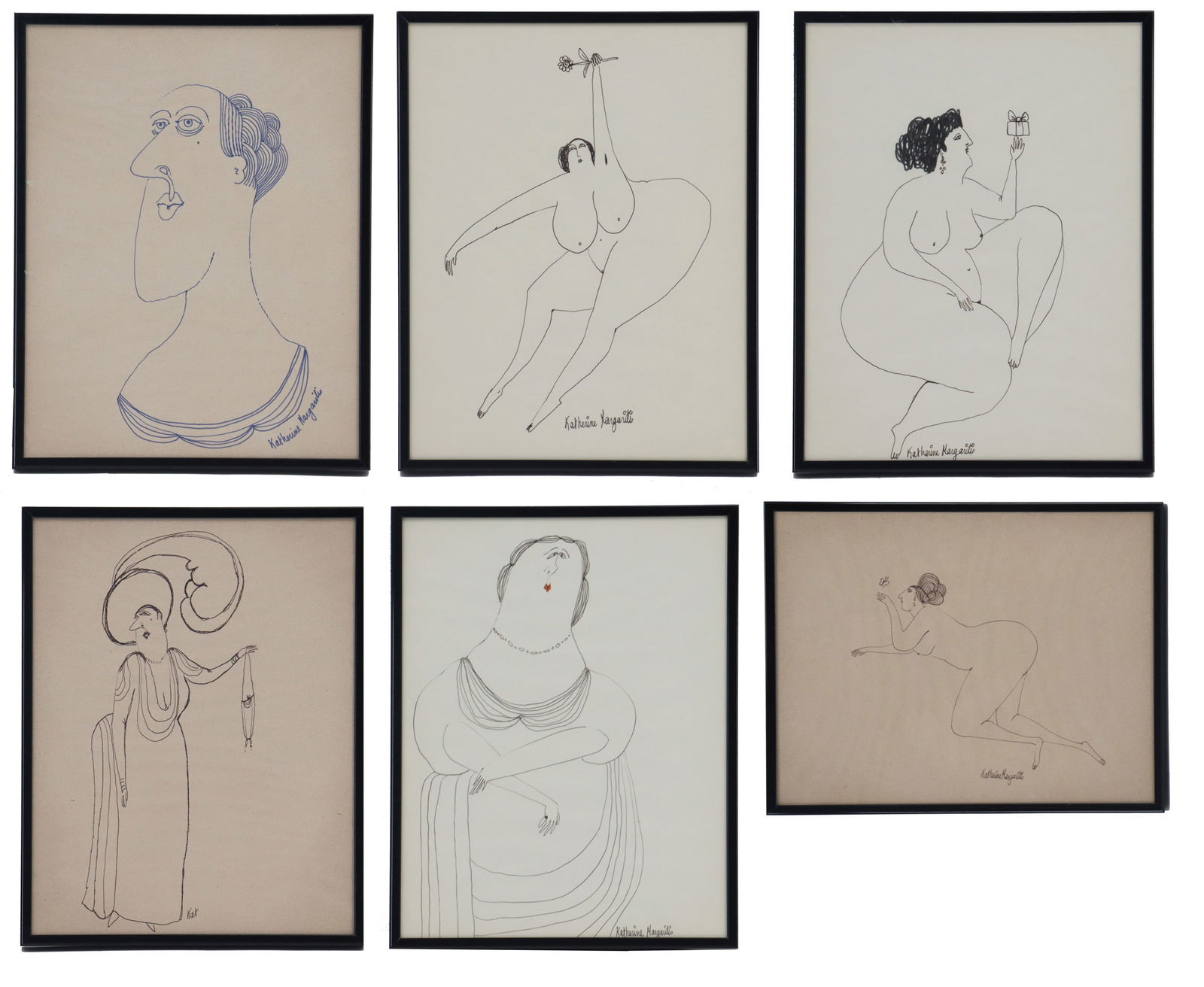 (6) ?Katherine Margaritis (20th/21st Century) American, Single Line Ink Drawings (1 of 20)