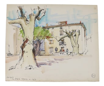 Paul Garin (1898-1963) French, Watercolor on Paper Landscape Illustration