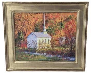 Don Huber (20th/21st Century) American, Oil on Panel 'Church at Stowe'