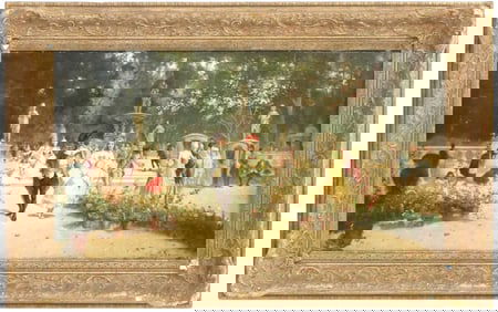 L. A. Sourbette (19th Century) Spanish, Oil on Panel "A Day in the Buen Retira"