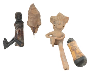 (4) Antique Pre-Columbian Style Terracotta Pieces