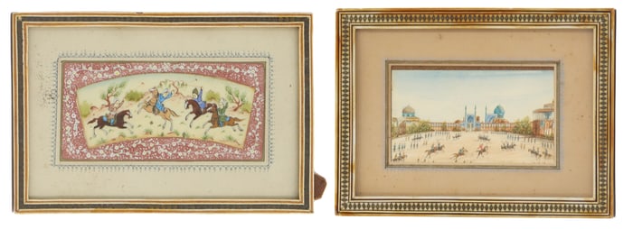 (2) Persian Miniature Bone Paintings