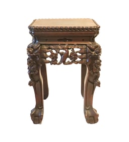 Chinese Carved Wood End Table