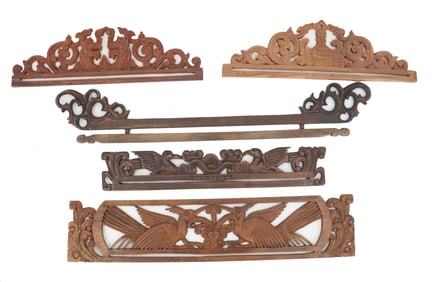 (5) Indonesian Carved Wood Hangers