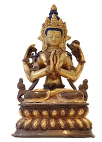 Tibetan Gilt Bronze Avalokite?vara Buddhist God of Compassion