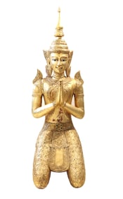 Thai Carved Gilt Wood Garden Thephanom Statue