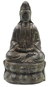 Chinese Qing Dynasty Bronze Seated Guanyin