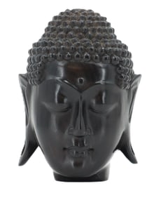 Balinese Lacquered Carved Wood Buddha Head