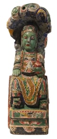 Large Vintage Chinese Carved Wood Deity Figure