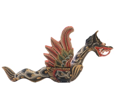 Balinese Painted and Carved Polychrome Wooden Indonesian Dragon