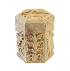 Hexagonal Soapstone Deer Box