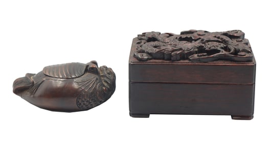 (2) Chinese Carved Wood Boxes