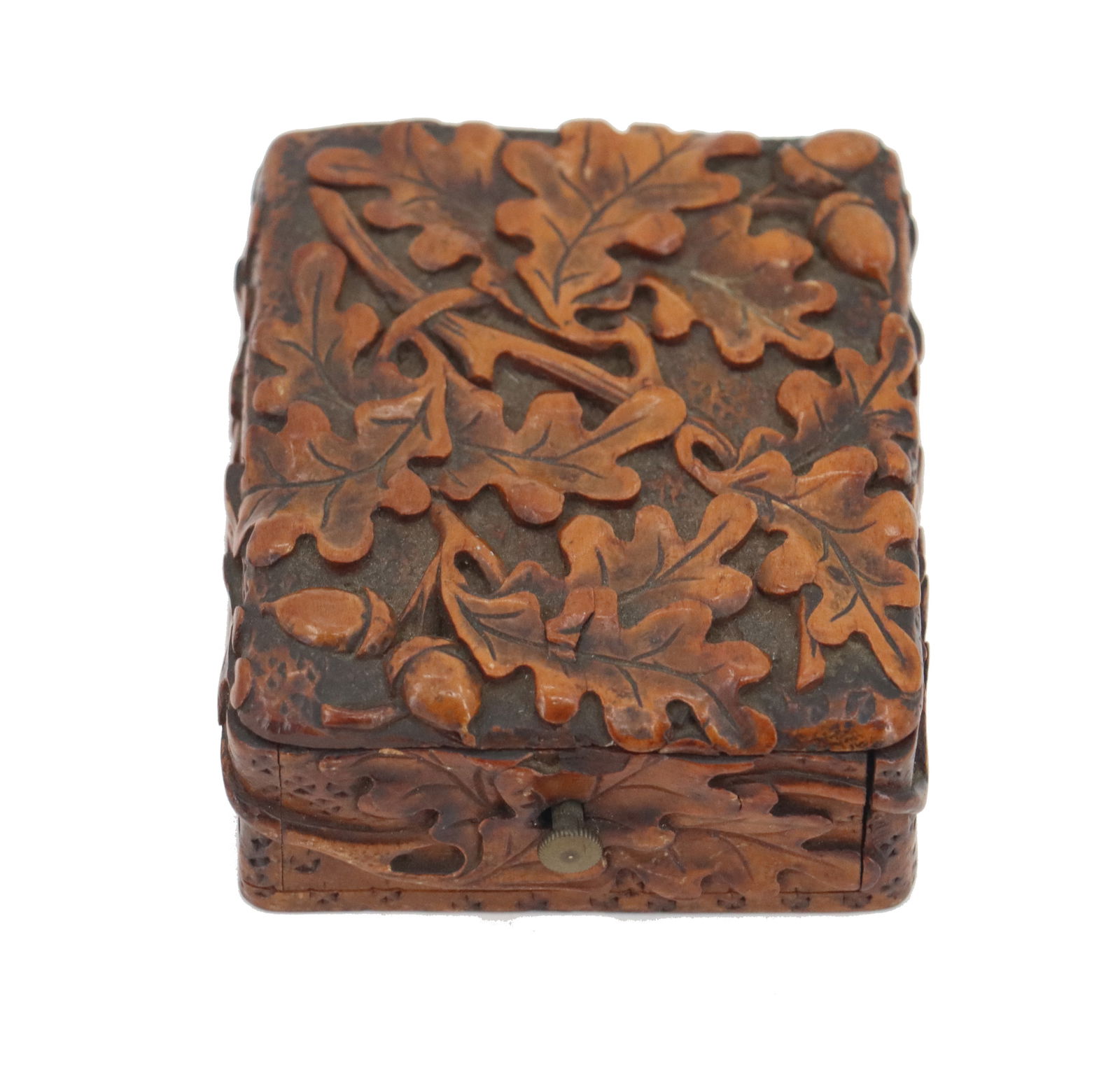 Small Carved Wood Box with Hinged Cover (1 of 13)