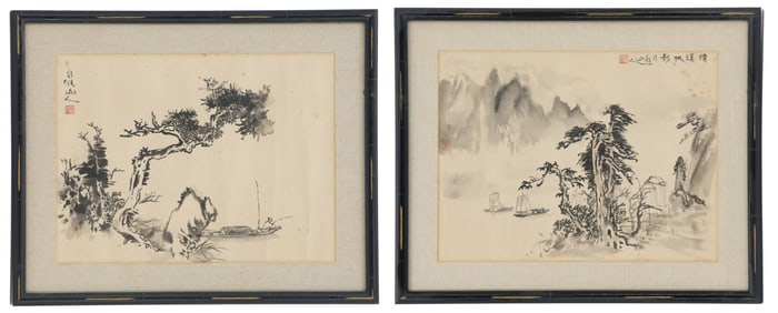 (2) Chinese Ink Wash Landscape Paintings