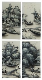 (4) Vietnamese Ink on Silk Paintings