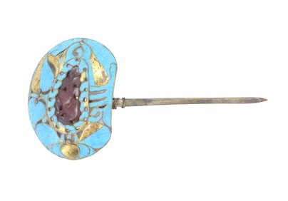 Chinese Qing Dynasty Tian Tsui Kingfisher Feather Inlay Hairpins