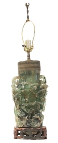 Chinese Hand Carved Jade Vase as Lamp