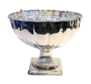 Silver Plate Pedestal Champagne Bowl With Bottle Holder Insert