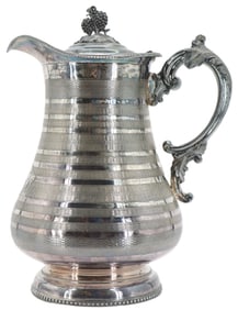 Antique American Ice Water Pitcher with Insulated Grape Finial