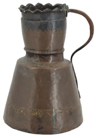 Antique Turkish Handmade Hammered Copper Water Pitcher