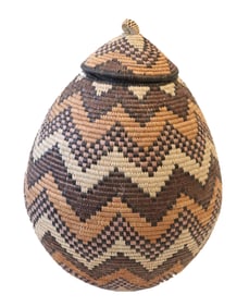 Traditional Zulu Woven Egg Shaped Basket South Africa