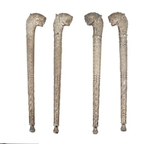 Group of 4 Ceremonial Lion Head Maces