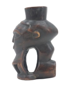 Antique Congo Kuba Tribe Hand Carved Wooden Figural Smoking Pipe
