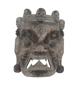 Mahakala Carved Wood Deity Mask