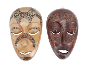 (2) Vintage Indonesian Wooden Masks