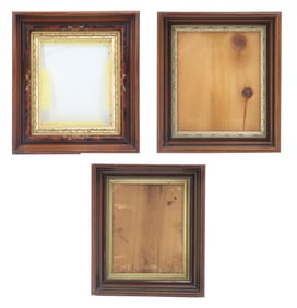 (3) Antique Victorian Carved Wooden Picture Frames With Gilt