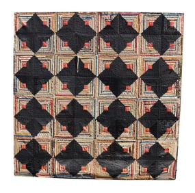 Antique Silk Folk Art Angel Quilt on Frame